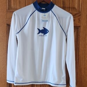 Janie and Jack White Rash Guard with Blue Fish Design NWT